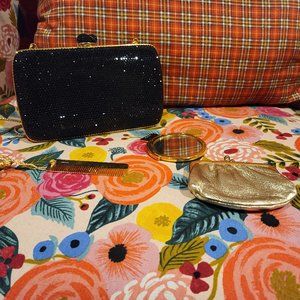 Judith Leiber vintage gold and black sawatzky crystal clutch